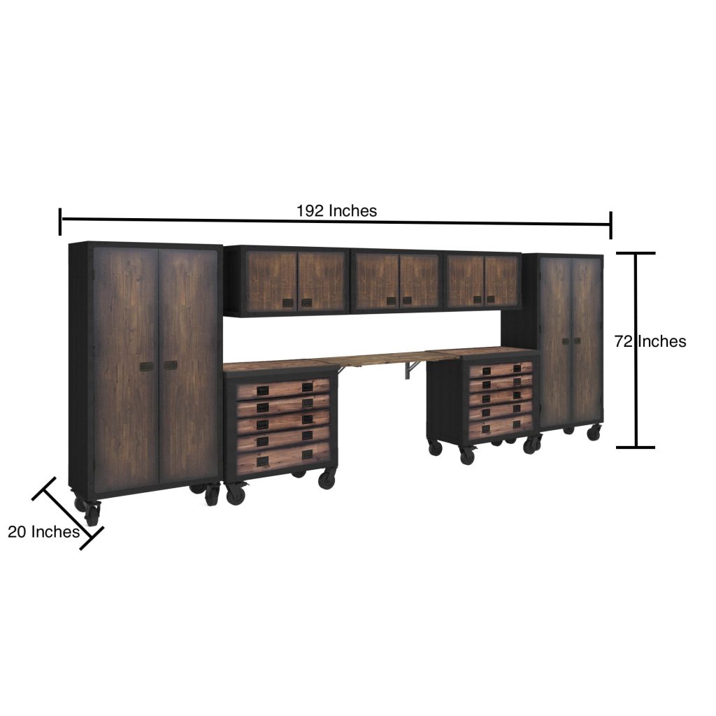 Duramax 68209 8-piece garage storage system with tool chests, wall cabinets, folding worktable & freestanding cabinets view 3