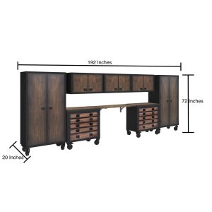 Duramax 68209 8-piece garage storage system with tool chests, wall cabinets, folding worktable & freestanding cabinets view 3
