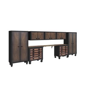 Duramax 68209 8-piece garage storage system with tool chests, wall cabinets, folding worktable & freestanding cabinets view 2